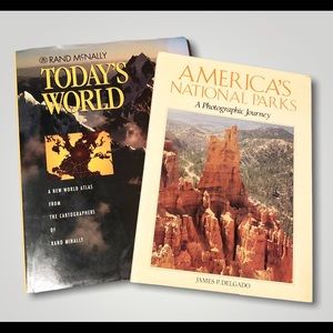 Vintage Coffee Table books World Atlas & National Parks